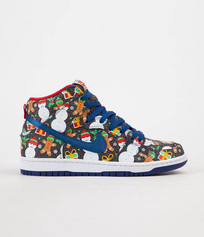 Nike SB x Concepts Dunk High 'Ugly Sweater' Shoes - Blue Ribbon / Blue Ribbon - Atom Red