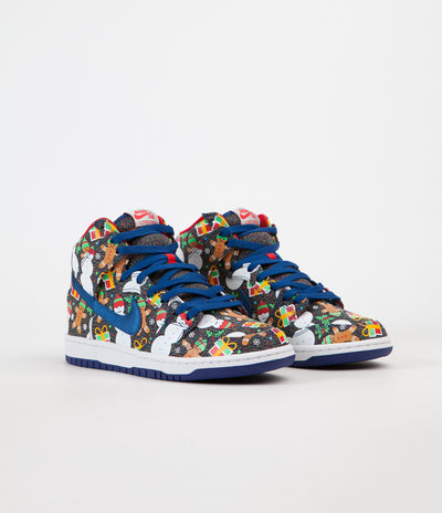 Nike SB x Concepts Dunk High 'Ugly Sweater' Shoes - Blue Ribbon / Blue Ribbon - Atom Red