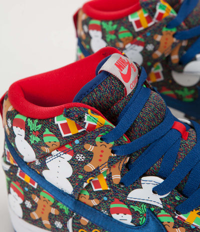 Nike SB x Concepts Dunk High 'Ugly Sweater' Shoes - Blue Ribbon / Blue Ribbon - Atom Red