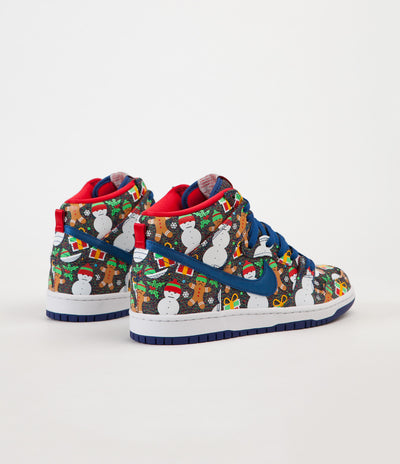 Nike SB x Concepts Dunk High 'Ugly Sweater' Shoes - Blue Ribbon / Blue Ribbon - Atom Red