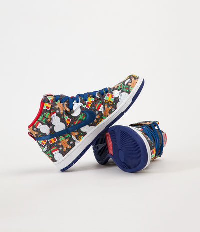 Nike SB x Concepts Dunk High 'Ugly Sweater' Shoes - Blue Ribbon / Blue Ribbon - Atom Red