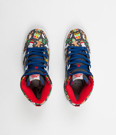 Nike SB x Concepts Dunk High 'Ugly Sweater' Shoes - Blue Ribbon / Blue Ribbon - Atom Red