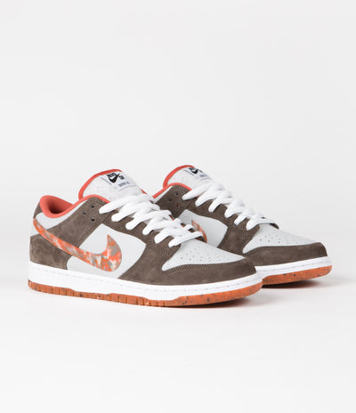 Nike SB x Crushed DC Dunk Low Pro Shoes - Olive Grey / Manta Orange - Rattan