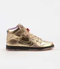 Nike SB x Humidity 'Trumpet' Dunk High QS Shoes - Metallic Gold / Metallic Gold - Black