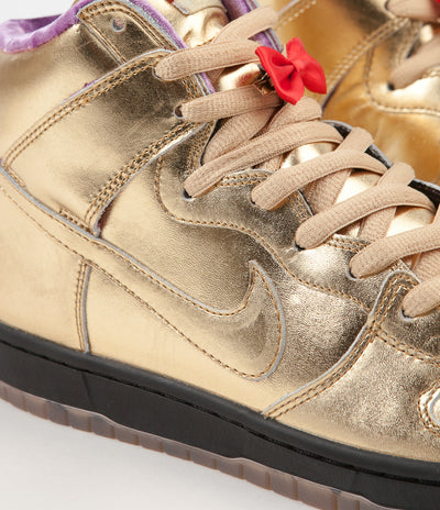 Nike SB x Humidity 'Trumpet' Dunk High QS Shoes - Metallic Gold / Metallic Gold - Black