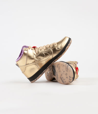 Nike SB x Humidity 'Trumpet' Dunk High QS Shoes - Metallic Gold / Metallic Gold - Black