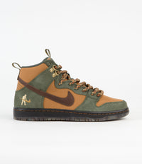 Nike SB x Pass~Port Dunk High Pro Shoes - Carbon Green / Cider - Wheat Gold