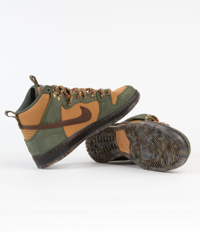 Nike SB x Pass~Port Dunk High Pro Shoes - Carbon Green / Cider - Wheat Gold