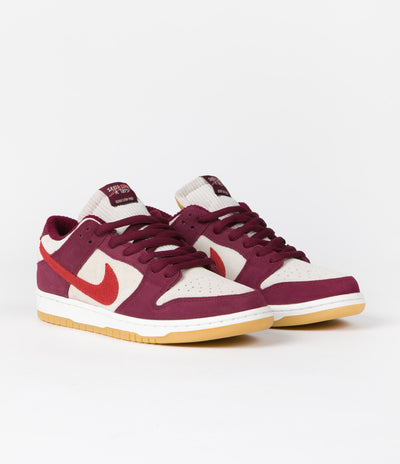 Nike SB x Skate Like A Girl Dunk Low Shoes - Dark Beetroot / Light Crimson - Light Bone