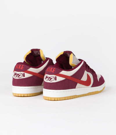 Nike SB x Skate Like A Girl Dunk Low Shoes - Dark Beetroot / Light Crimson - Light Bone