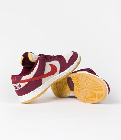 Nike SB x Skate Like A Girl Dunk Low Shoes - Dark Beetroot / Light Crimson - Light Bone