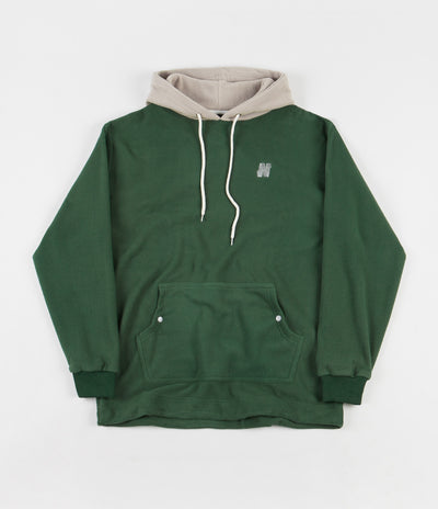 North N Logo 2 Tone Fleece Hoodie - Green / Grey