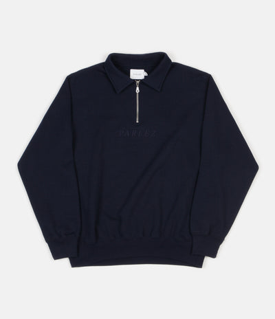 Parlez Tonal Heavyweight 1/4 Zip Sweatshirt - Navy