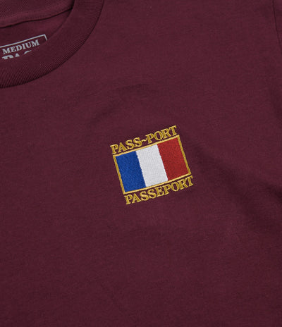 Pass Port France T-Shirt - Burgundy