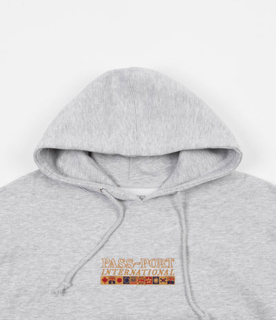 Pass Port International Embroidery Hoodie - Heather Grey