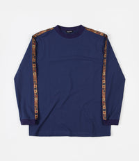 Pass Port International Embroidery Ribbon Long Sleeve T-Shirt - Navy