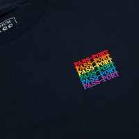 Pass Port Official Repeat Embroidered T-Shirt - Navy thumbnail