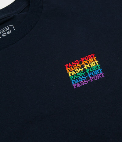 Pass Port Official Repeat Embroidered T-Shirt - Navy