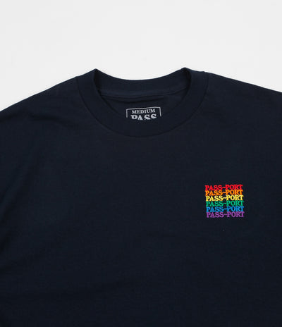 Pass Port Official Repeat Embroidered T-Shirt - Navy