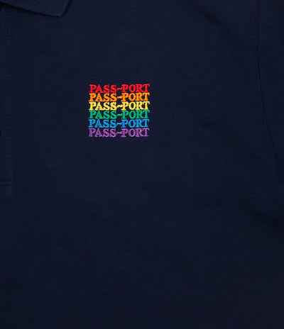 Pass Port Rainbow Repeat Polo Shirt - Navy