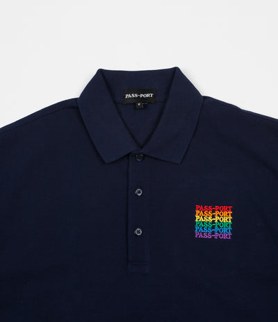 Pass Port Rainbow Repeat Polo Shirt - Navy