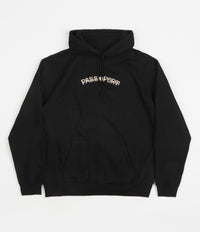 Pass Port Sham Embroidery Hoodie - Black