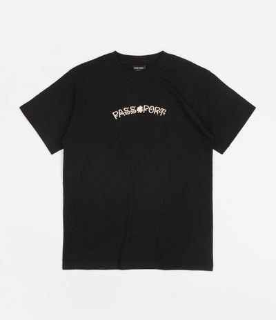 Pass Port Sham Embroidery T-Shirt - Black