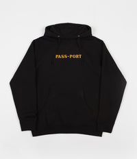 Pass Port Solid Bar Embroidery Hoodie - Black