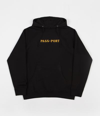 Pass Port Solid Bar Embroidery Hoodie - Black