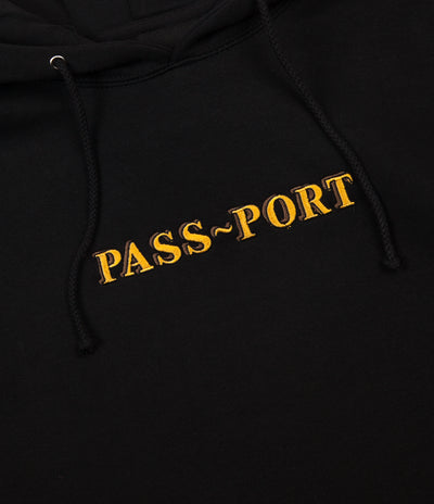 Pass Port Solid Bar Embroidery Hoodie - Black