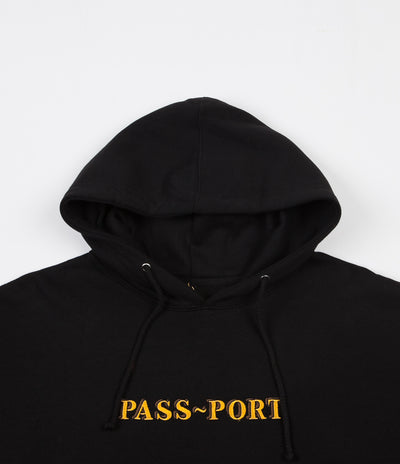 Pass Port Solid Bar Embroidery Hoodie - Black