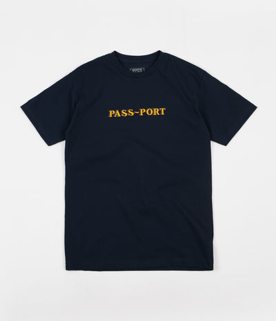 Pass Port Solid Bar Embroidery T-Shirt - Navy