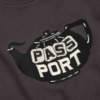 Pass Port Tea Pot Embroidery Crewneck Sweatshirt - Tar thumbnail