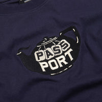 Pass Port Tea Pot Embroidery T-Shirt - Navy thumbnail