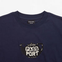 Pass Port Tea Pot Embroidery T-Shirt - Navy thumbnail