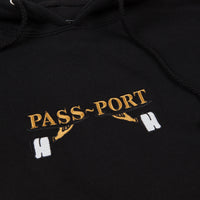 Pass Port Waiter Embroidery Hoodie - Black thumbnail