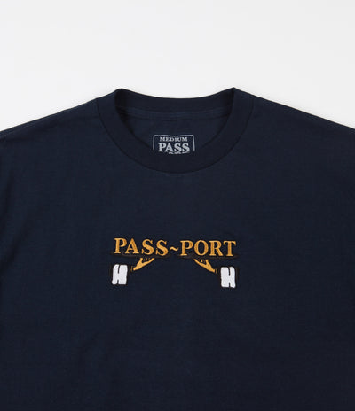 Pass Port Waiter Embroidery T-Shirt - Navy