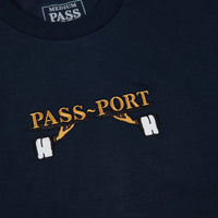 Pass Port Waiter Embroidery T-Shirt - Navy thumbnail