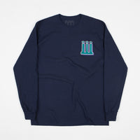 Piilgrim Structure Long Sleeve T-Shirt - Navy Blue / Green thumbnail