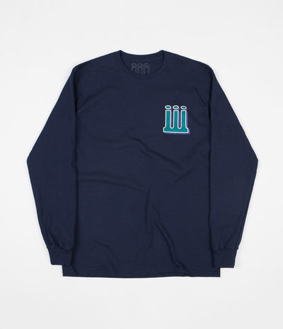 Piilgrim Structure Long Sleeve T-Shirt - Navy Blue / Green