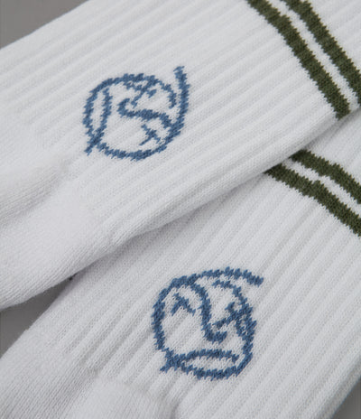 Polar Big Boy Socks - White / Army / Blue