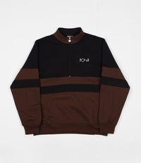 Polar Block Zip Sweatshirt - Black / Brown