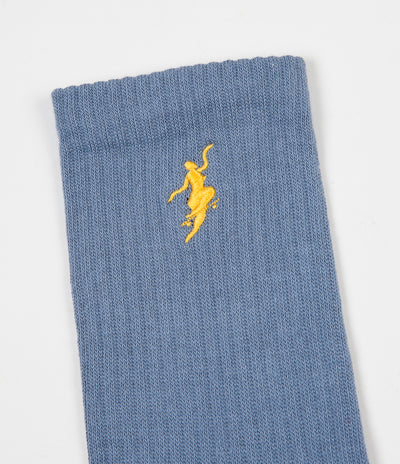 Polar No Comply Socks - Slate Blue / Yellow