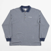 Polar Stripe Long Sleeve Polo Shirt - Navy thumbnail