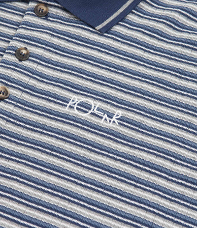 Polar Stripe Long Sleeve Polo Shirt - Navy