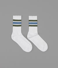 Polar Stripe Socks - White / Army / Blue