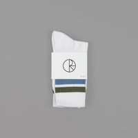 Polar Stripe Socks - White / Army / Blue thumbnail