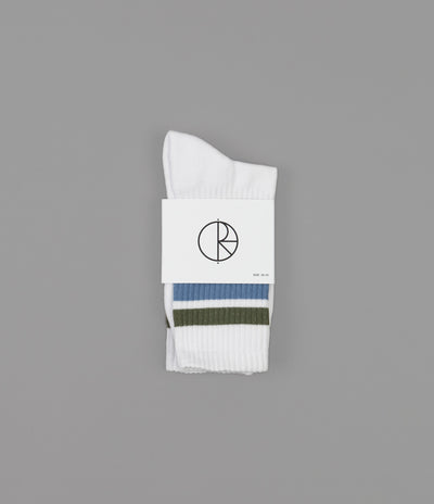 Polar Stripe Socks - White / Army / Blue