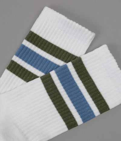 Polar Stripe Socks - White / Army / Blue