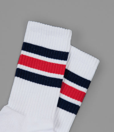 Polar Stripe Socks - White / Navy - Red